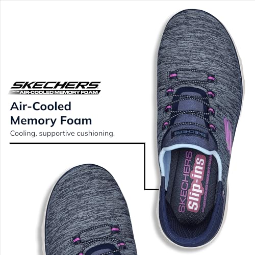 Skechers Women's Summits Hands-Free Slip-Ins – Memory Foam Insole, Heel Pillow, Vegan Materials Sneaker, Navy Purple, 7.5 Wide - Image 5