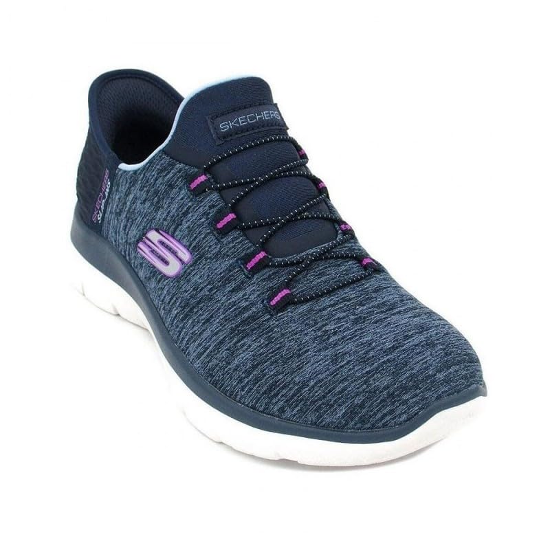 Skechers Women's Summits Hands-Free Slip-Ins – Memory Foam Insole, Heel Pillow, Vegan Materials Sneaker, Navy Purple, 7.5 Wide - Image 4