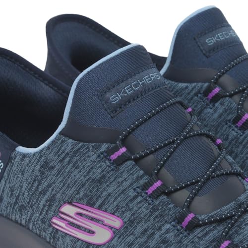Skechers Women's Summits Hands-Free Slip-Ins – Memory Foam Insole, Heel Pillow, Vegan Materials Sneaker, Navy Purple, 7.5 Wide - Image 2
