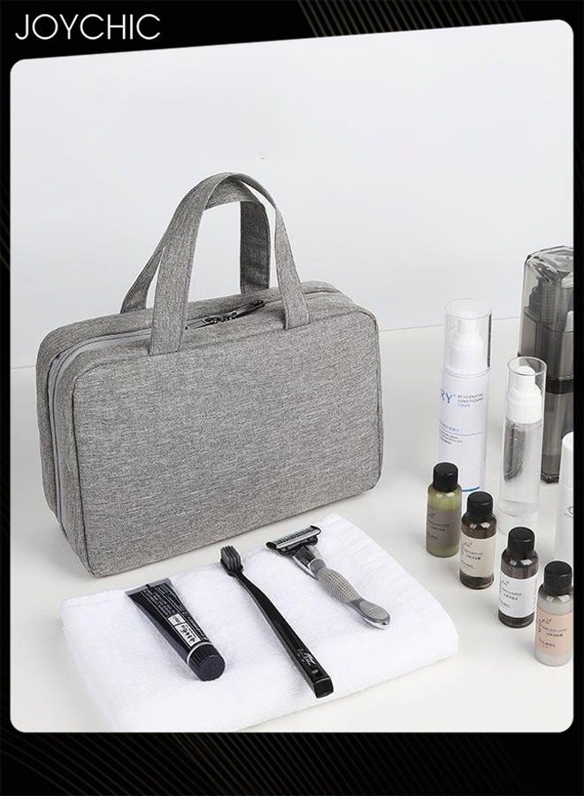 Joychic Portable 4-fold Toiletry Bag for Business Trips Large Capacity Hanging Women and Men Travel Multi-functional Waterproof Storage Bag Grey - Image 4