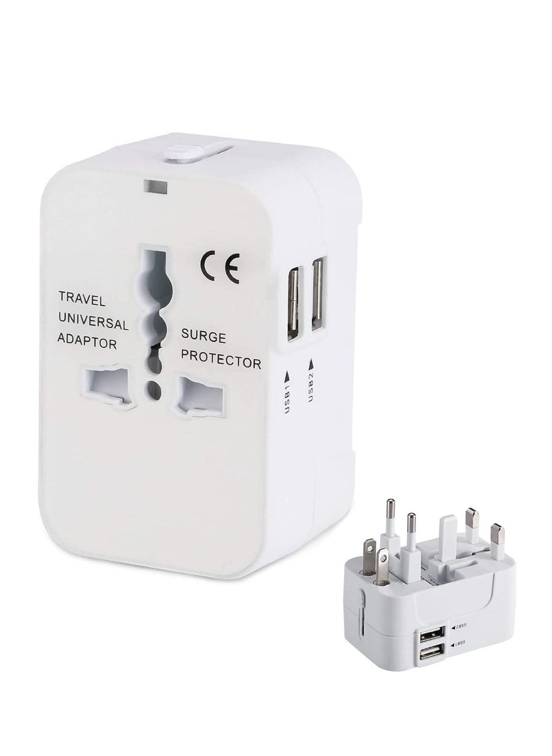TYCOM Travel Adapter, Worldwide All in One Universal Power Plug Adapter with Dual USB Ports for USA EU UK AUS Cell Phone Laptop (SKT-HHT202  - Image 1