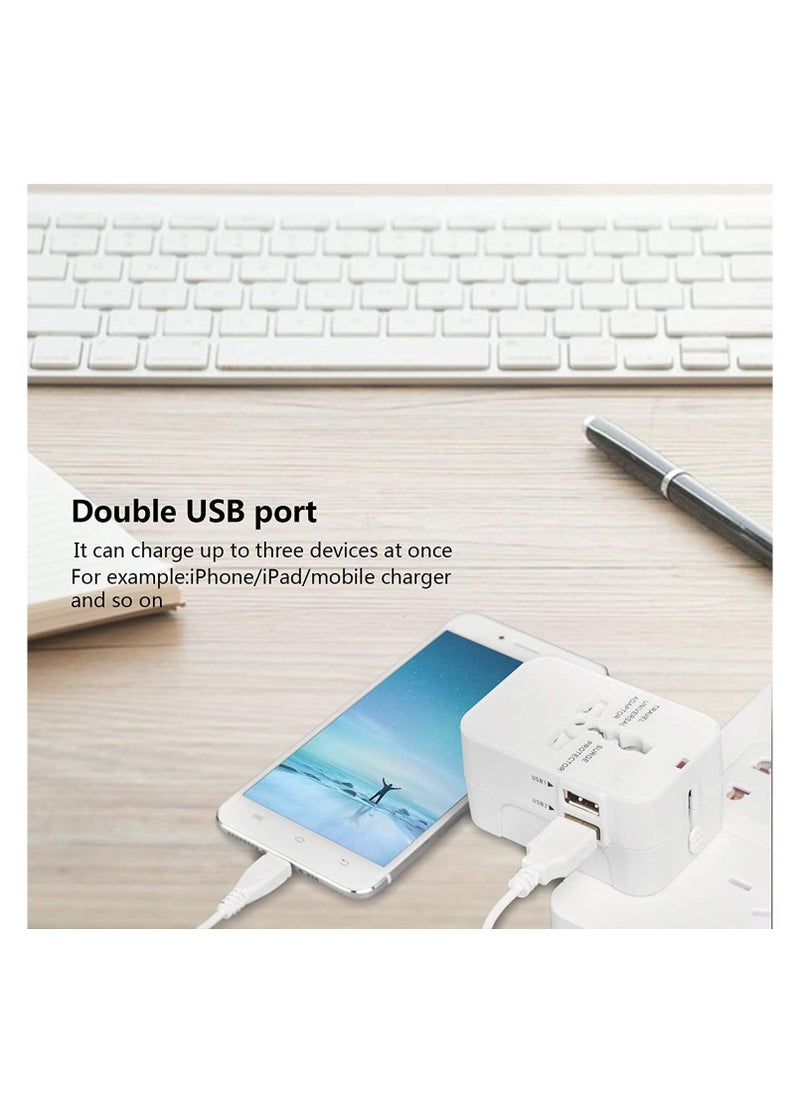 TYCOM Travel Adapter, Worldwide All in One Universal Power Plug Adapter with Dual USB Ports for USA EU UK AUS Cell Phone Laptop (SKT-HHT202  - Image 3
