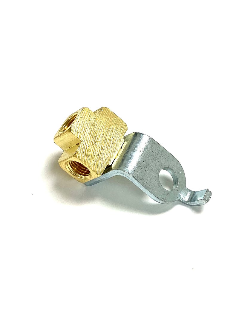 The Stop Shop 3-Way Female Brake Line Tee For 3/16 Inch Tube With Mounting Bracket For Inverted Flare Fittings, All 3/8"-24 threads Ports (One Piece) - Image 1