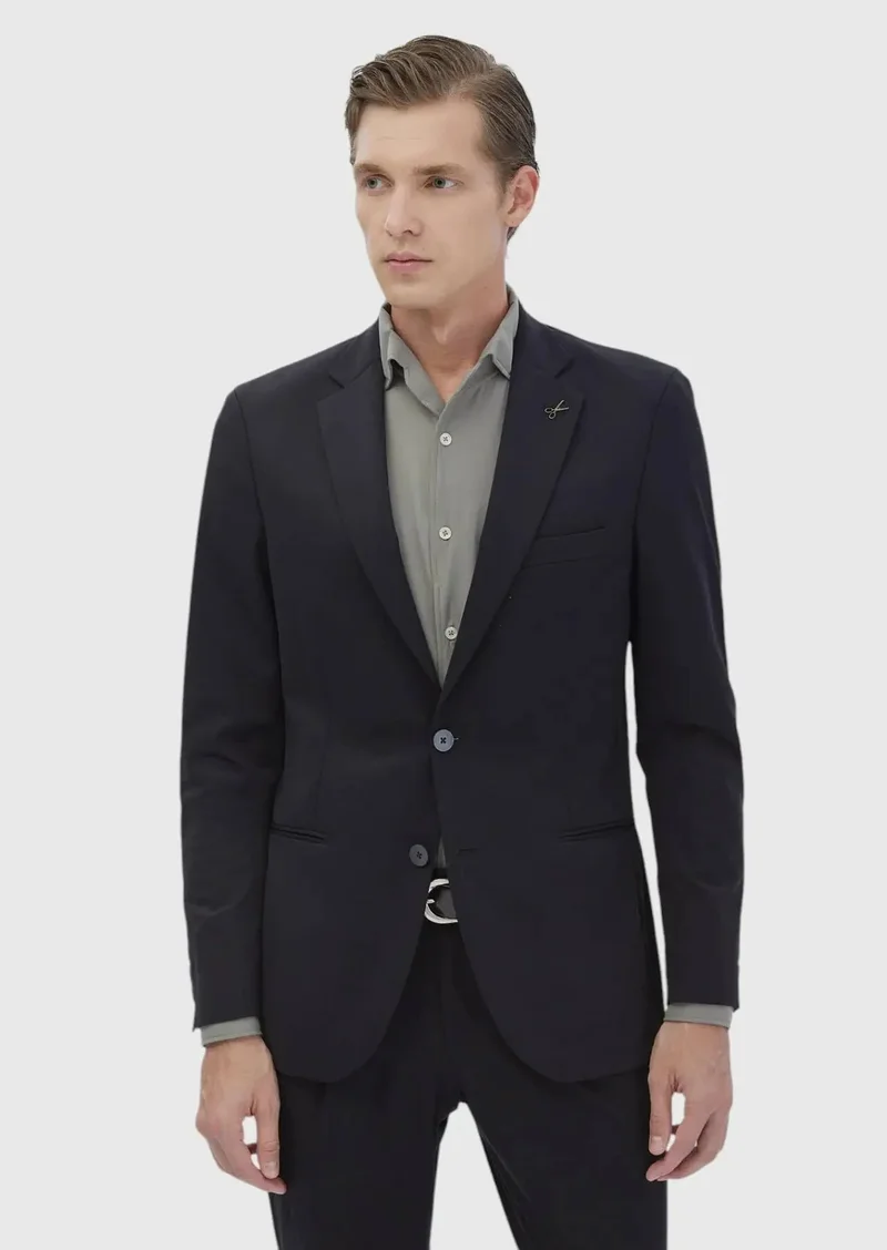 RAMSEY Black Plain Comfort Fit Suit