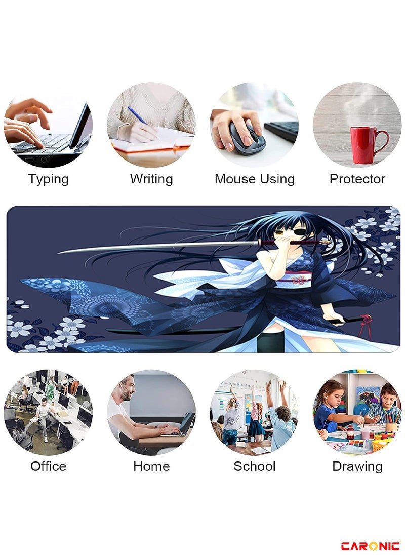 CARONIC Large Gaming Mouse Pad with Superior Micro Weave Cloth Extended Desk Mousepad with Stitched Edges Non-Slip Base Water Resist Keyboard Pad For Gamer And Office Home Carl M1511  - Image 2