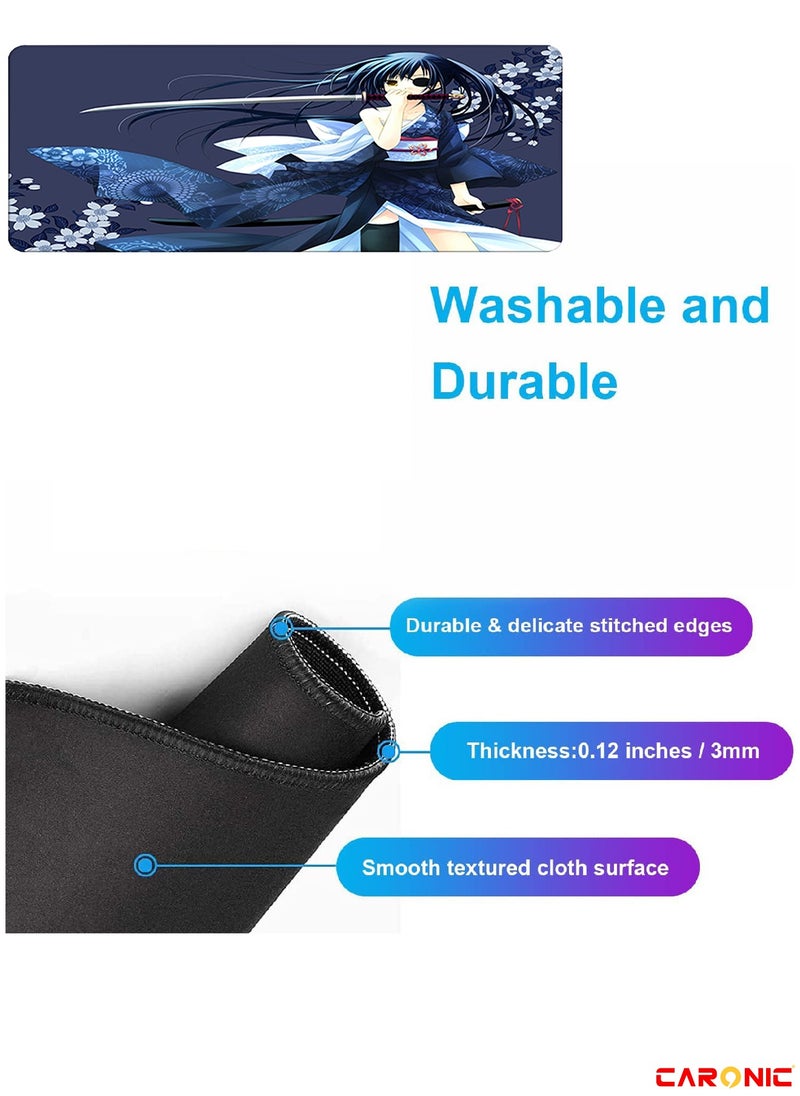 CARONIC Large Gaming Mouse Pad with Superior Micro Weave Cloth Extended Desk Mousepad with Stitched Edges Non-Slip Base Water Resist Keyboard Pad For Gamer And Office Home Carl M1511  - Image 4