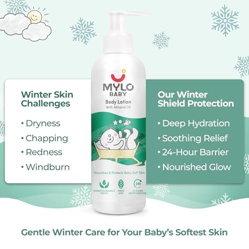 Mylo Baby Body Lotion 200ml | 24H Moisturization | Soothes Dry & Sensitive Skin | Gentle for Baby’s Delicate Skin | Dermatologically Tested (Pack of 1) - Image 3