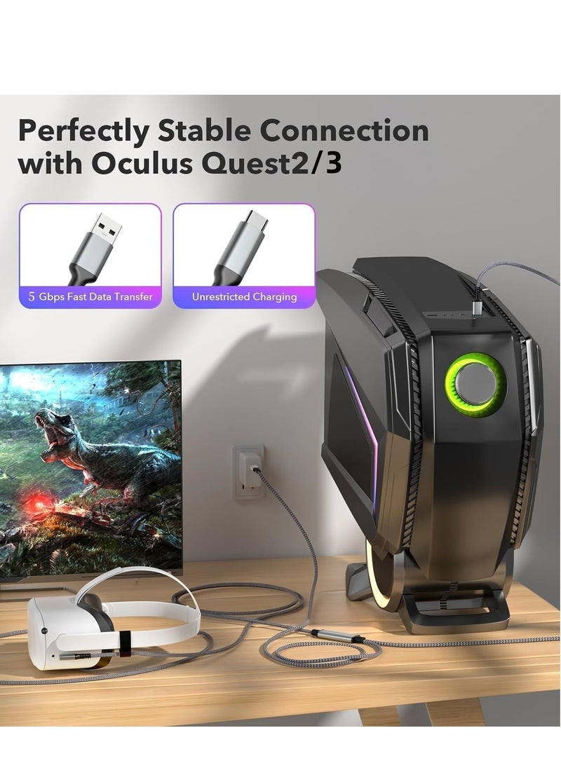 XICEN - 16FT VR Link Cable for Meta Quest 3/Oculus Quest 2 Accessories and and PC/Steam VR, USB 3.2 to USB C Data Transfer Cord, 5Gbps High Speed VR Cable PC for Headset and Gaming PC - Image 1