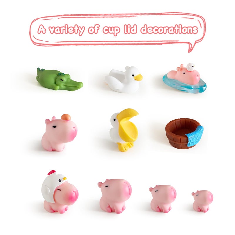 Xyntara Capybara Stanley Cup Lid Accessories 12pcs Pink Straw Toppers for Stanley Cups 40 Oz Cute  10mm Silicone Straw Covers Cap for Tumblers Stanley Charms for Handle Capybara Straw Cover - Image 1