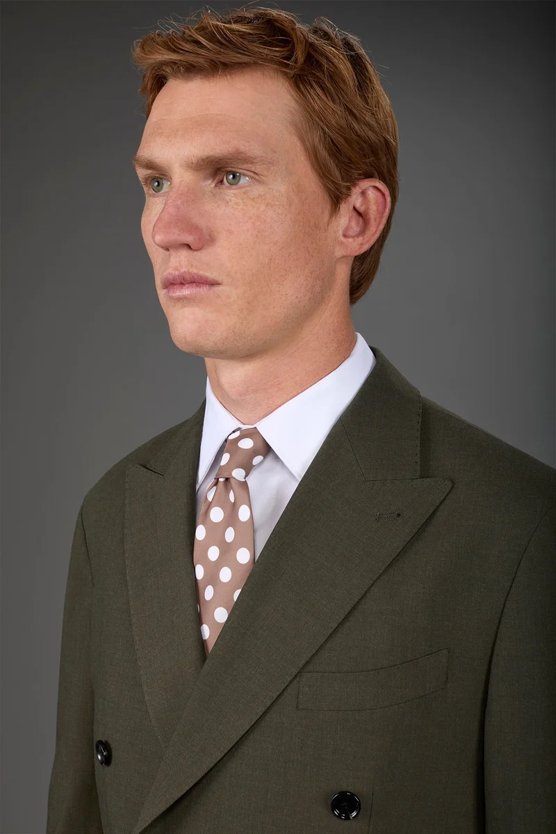 دوبل غانغر Men's macro polka dot tie - Beige/White