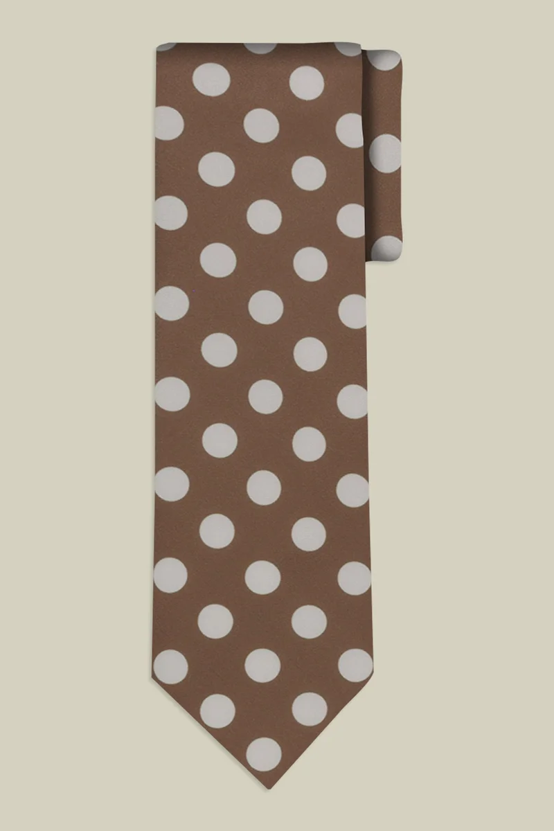 دوبل غانغر Men's macro polka dot tie - Beige/White