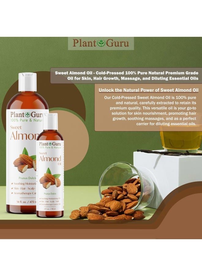 Plant Guru Sweet Almond Oil 4 fl. oz. Cold Pressed Carrier 100% Pure Natural For Skin, Body, Face, and Hair Growth Moisturizer. Great For Creams, Lotions, Lip balm and Soap Making  - Image 3