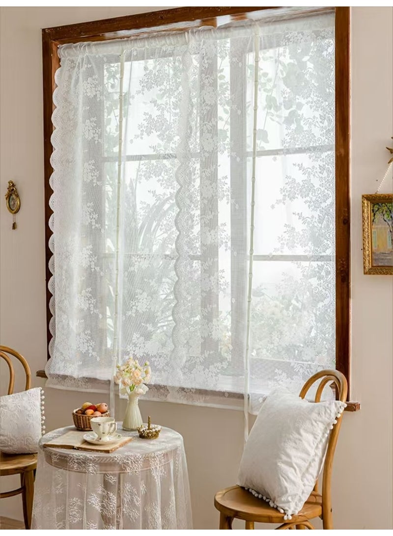 2pcs Lace Translucent Drawing Curtain, Bohemian Translucent Bedroom Curtain,Filtering French Door Pocket Curtain，Rod Pocket，Suitable For Bedrooms, Living Rooms, Kitchens - Image 2