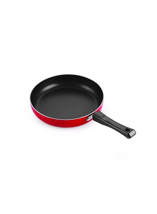 Nirlon Aluminium Non-Stick Fry Pan, 20 cm, Red and Black - Image 1