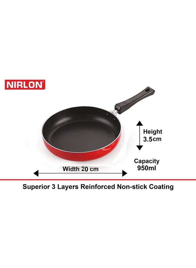 Nirlon Aluminium Non-Stick Fry Pan, 20 cm, Red and Black - Image 2
