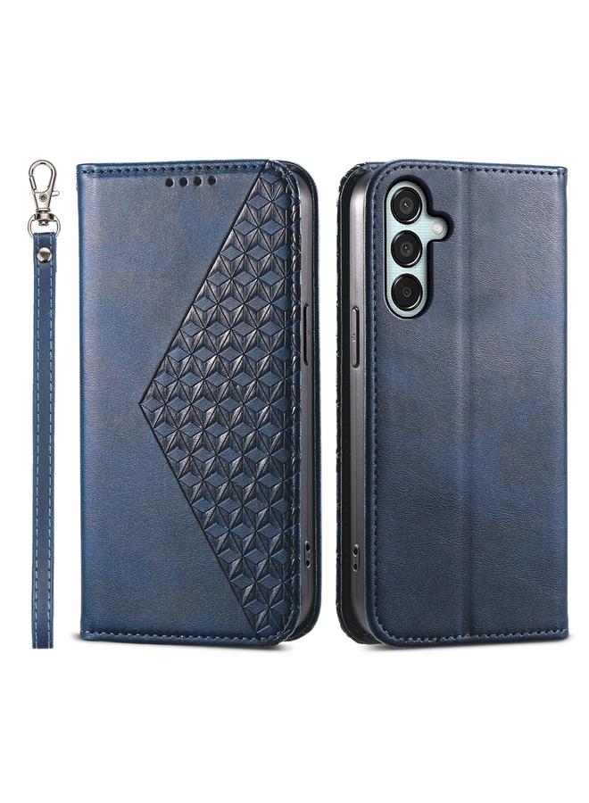 S-TOP Case For Samsung Galaxy M15 5G / F15 5G Cubic Grid Calf Texture Magnetic Leather Phone Case - Image 1