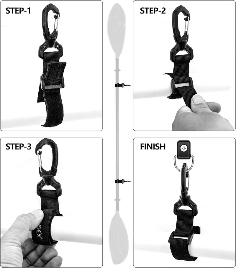 SAMSFX Adjustable Kayak Paddle Holder, Board Accessories, Inflatable Boat Storage, Set of Rod or Paddle Clip Holders - Image 3