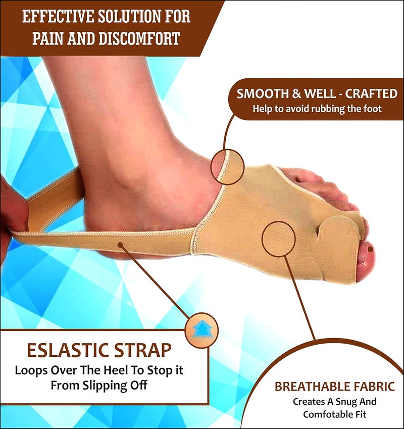 QualiTrue Toe Separator Bunion Corrector For Women Free Silicone Guard Bunion Thumb Corrector Plantar Fasciitis Relief Product Gel Pad Cushion, Toe Brace, Spacers, Bunion Splint Hallux Valgus Fits With Shoes And Socks Uk4 To Uk8 (2 Bunion Corrector + 2 Toe Separaor) - Image 4