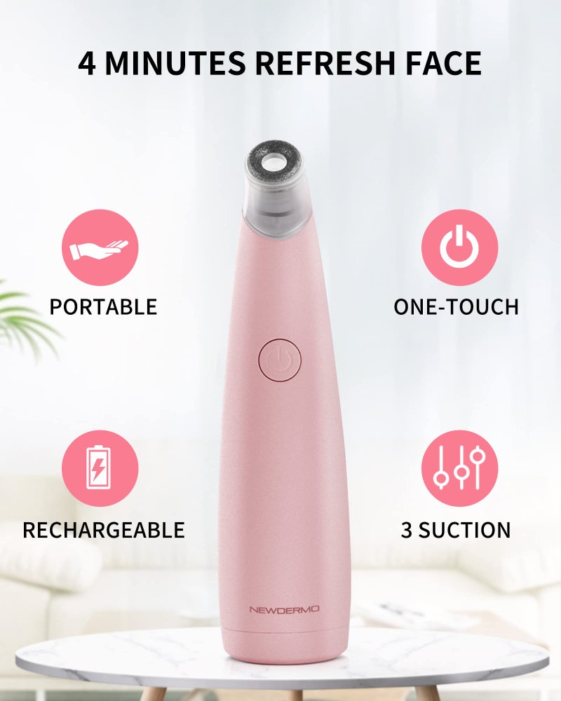 NEWDERMO 2-in-1 Microdermabrasion Machine for Facial, Diamond Microdermabrasion Device USB Rechargeable - Advanced Home Facial Treatment Machine (Pink) - Image 4
