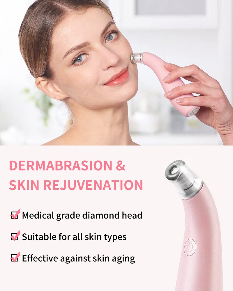 NEWDERMO 2-in-1 Microdermabrasion Machine for Facial, Diamond Microdermabrasion Device USB Rechargeable - Advanced Home Facial Treatment Machine (Pink) - Image 2
