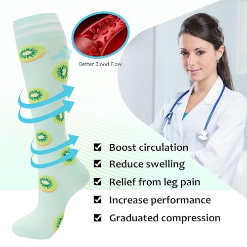 fenglaoda Compression Socks for Women Men Support Circulation 6 Pairs Socks For Nurse, Travel, Flight - Image 5