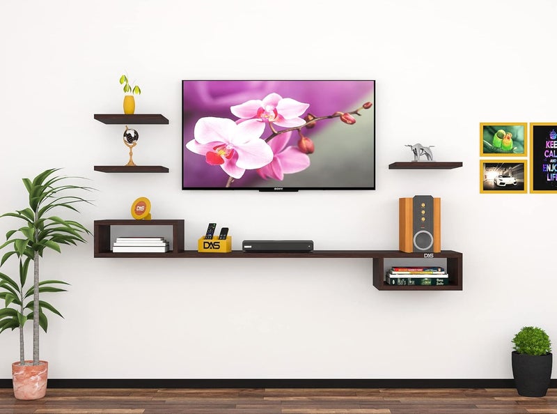 DAS DAS Oscar Engineered Wood Wall Mount TV Entertainment Unit/with Set Top Box Stand with Wall Shelf Display Rack (Wenge - Ideal for up to 43" Screen)  - Image 1