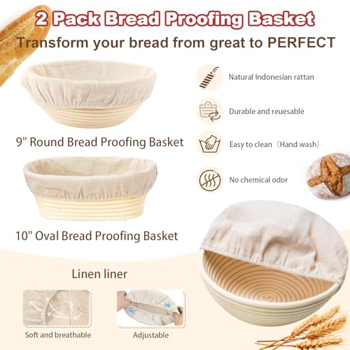 YONILL Sourdough Starter Kit with Scale, Glass Jar and Banneton Bread Proofing Basket - Complete Sourdough Bread Baking Supplies, Sour Dough Making Essentials Tools, Gift for Bakers Beiginner Women Wife Mom - Image 5