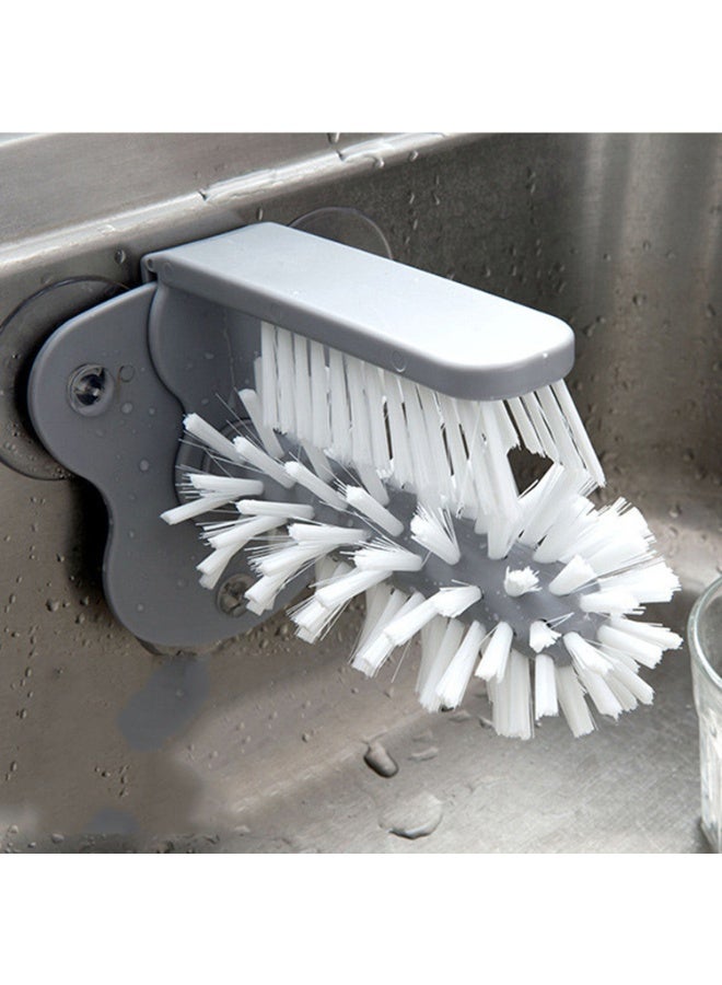 HOMESTAR Spinning Gray Cup Brush With Suction Base | Detachable Dual-Head Design | 3 Strong Wall-Mount Suction Pads | Food-Safe PP+PVC Material | 360° Effortless Rotation | Perfect For Tea/Coffee/Baby Bottles | Dishwasher Safe - Image 2