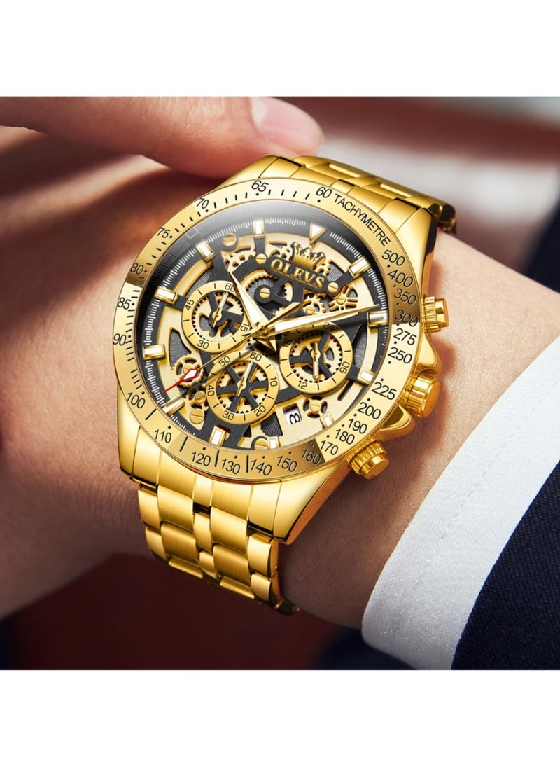 أوليفز ساعة رجالية كوارتز ستانلس ستيل مقاومة للماء باللون الذهبي 44 مم 9913 - Image 2
