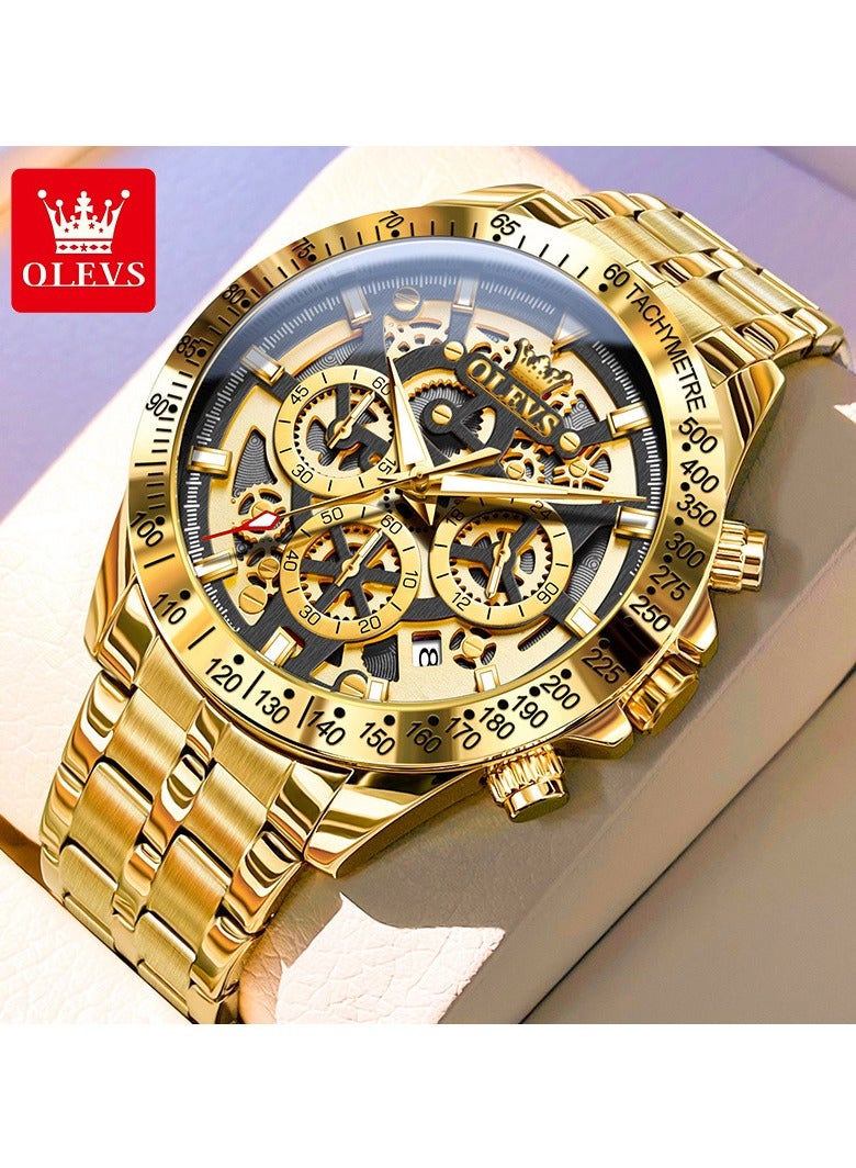 أوليفز ساعة رجالية كوارتز ستانلس ستيل مقاومة للماء باللون الذهبي 44 مم 9913 - Image 1
