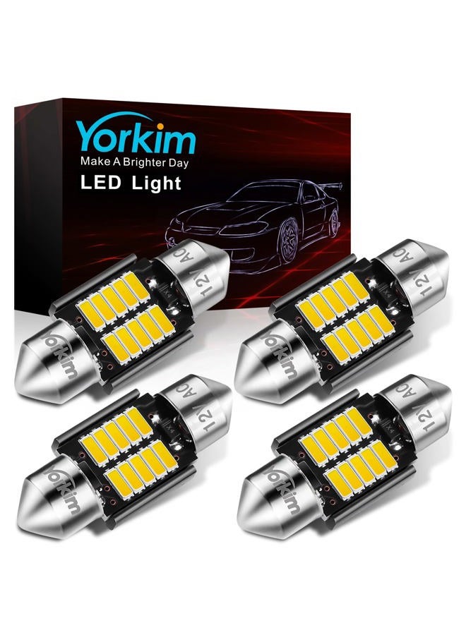 Yorkim Festoon LED Reading License White Light, 31mm 4014 10-SMD CANBUS,No Error,No Polarity (Pack of 4) - Image 1