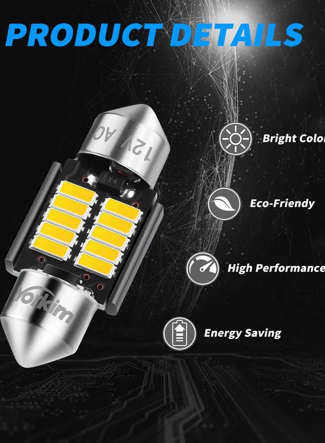 Yorkim Festoon LED Reading License White Light, 31mm 4014 10-SMD CANBUS,No Error,No Polarity (Pack of 4) - Image 4