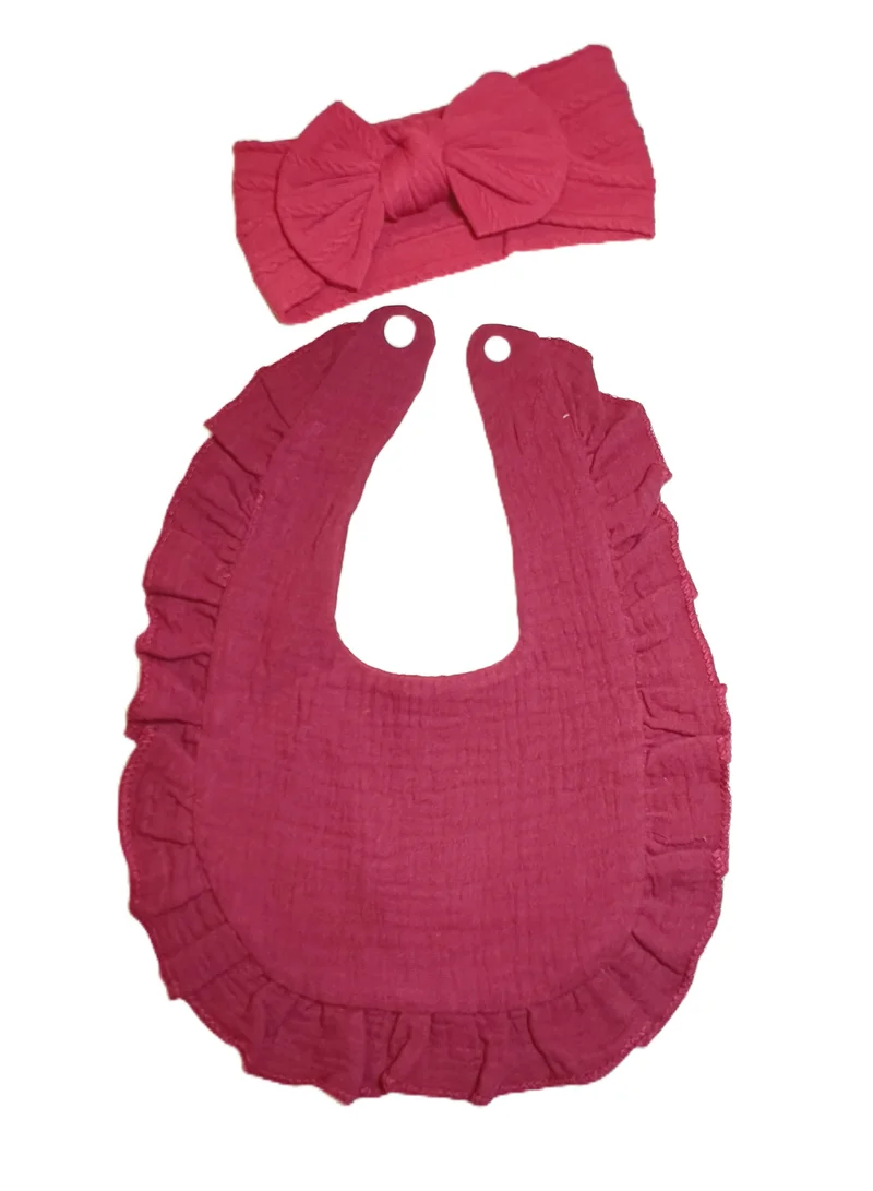 بيبي كلو Baby Girl Cotton Bib Headband Set