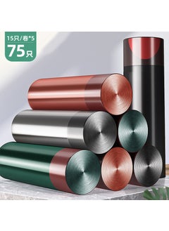 Thickened Durable Non-dirtied Hand-pulled Rope Trash Bag Home Use Disposable Trash Bag One-hand Carry 5 rolls [thickened drawstring garbage bag] [75 thick, firm and durable]]
