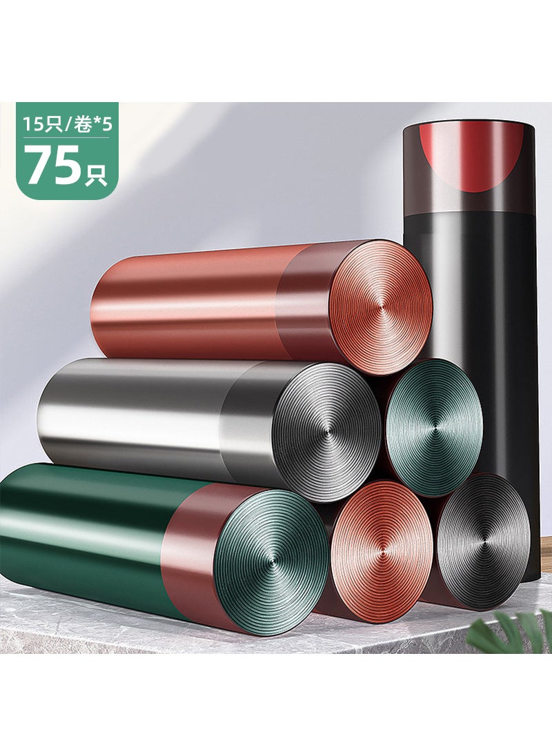 Generic - Thickened Durable Non-dirtied Hand-pulled Rope Trash Bag Home Use Disposable Trash Bag One-hand Carry 5 rolls [thickened drawstring garbage bag] [75 thick, firm and durable]] - Image 1