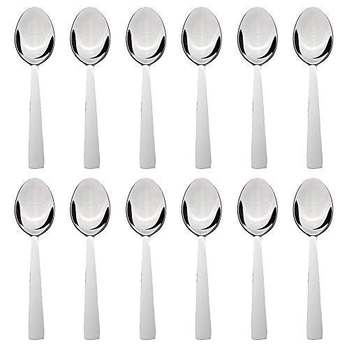 SES-LEE SESLEE RM Stainless Steel Table Spoon Tea with Proper Edge Coffee Sugar Condiments and Spices Set of 12 Silver - Image 1