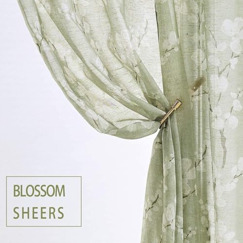 BFAM Sheer Curtain with Floral Print, Premium Printed Sheer Drapes, Eyelet/Grommet Curtain for Living Room, Bedroom, Light Filtering Curtains, Green Floral 5 Feet,Pack of 1 Curtain - Image 5