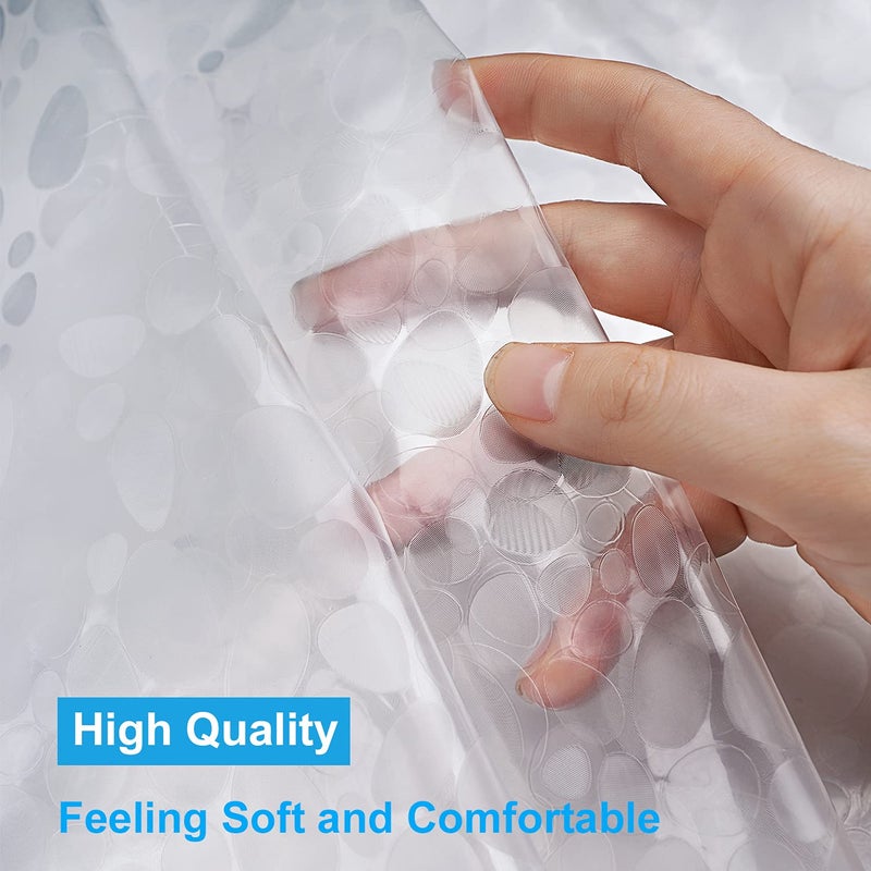 UFRIDAY Extra Long Shower Curtain Liner 72x86 Inch,EVA Plastic Waterproof Shower Curtain with 3 Big Magnets,Heavy Duty,Semi Transparent, 3D Cobblestone Bathroom Liner - Image 5