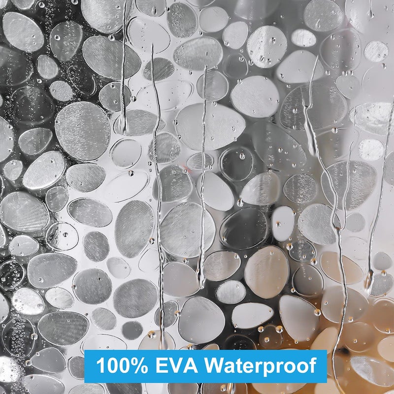 UFRIDAY Extra Long Shower Curtain Liner 72x86 Inch,EVA Plastic Waterproof Shower Curtain with 3 Big Magnets,Heavy Duty,Semi Transparent, 3D Cobblestone Bathroom Liner - Image 2