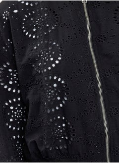 trendyol Black Oversize Embroidery Thin Bomber Coat TWOSS24MO00061  - Image 3