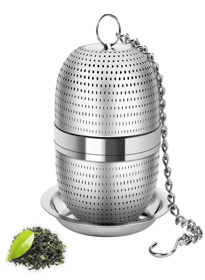 Numola Tea Ball Infuser for Loose Tea, Extra Fine Mesh Tea Strainer with Drip Tray, 304 Stainless Steel Tea Steeper for Black Tea, Rooibos, etc - Image 1