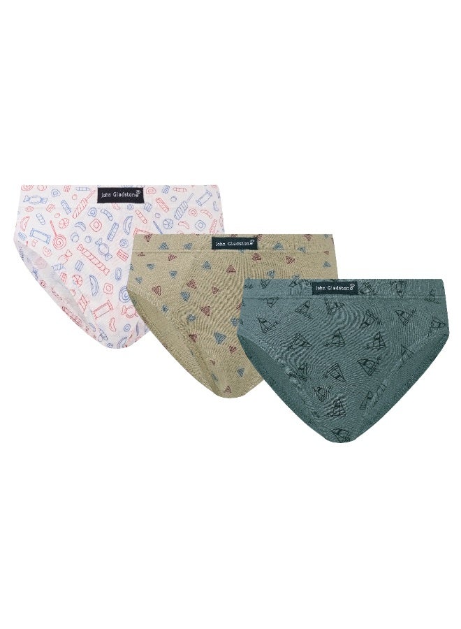 John Gladstone Boy's Brief Print Inner Elastic Assorted Colors Pack of 6 - Image 2