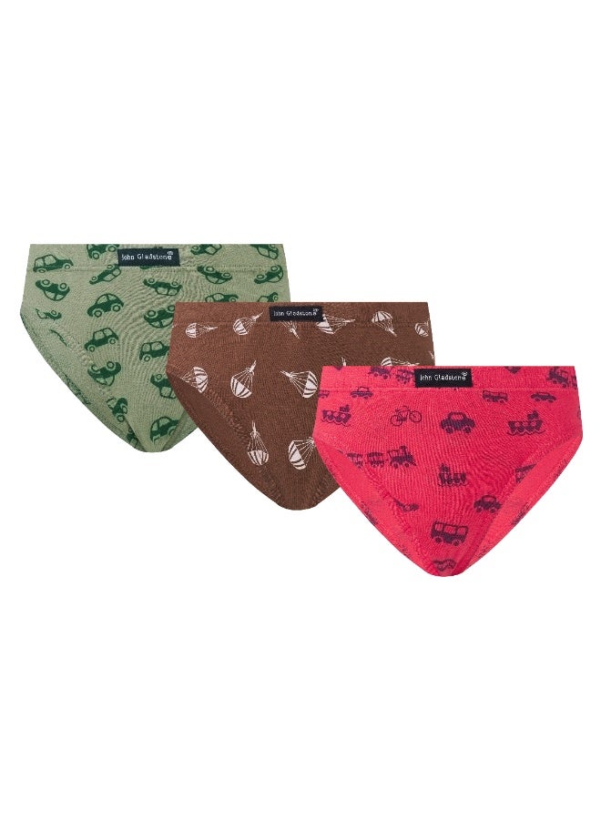 John Gladstone Boy's Brief Print Inner Elastic Assorted Colors Pack of 6 - Image 3