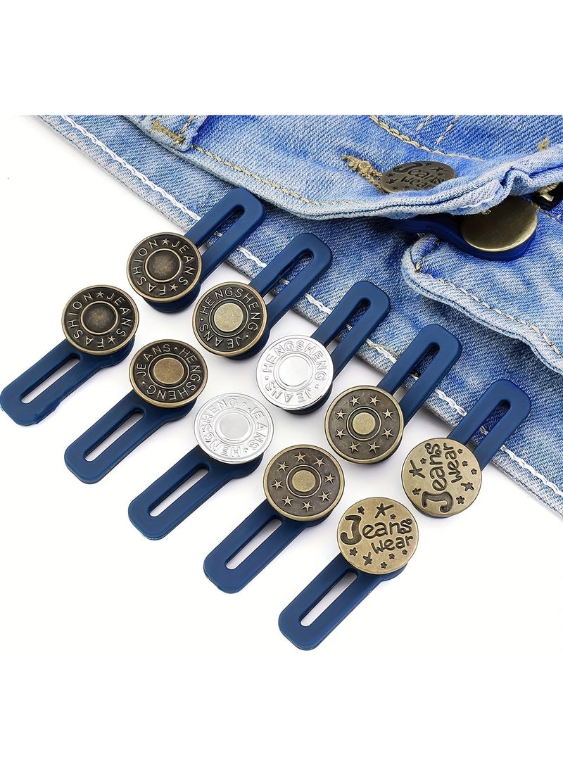 Elastic Pants Expander Buttons for Men and Women Seamless Metal Button for Jeans Collar Extender - Random Shape-12 Pieces - Image 1