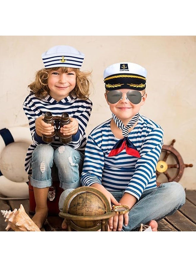 Ailily 4 Pcs Sailor Costume Accessories Set, Yacht Captain Hat, Sailor Hat, Cap Sunglasses, Scarf for Nautical Party, Cosplay, Halloween Dressing Up, Marine Outfit for Men and Women - Image 4