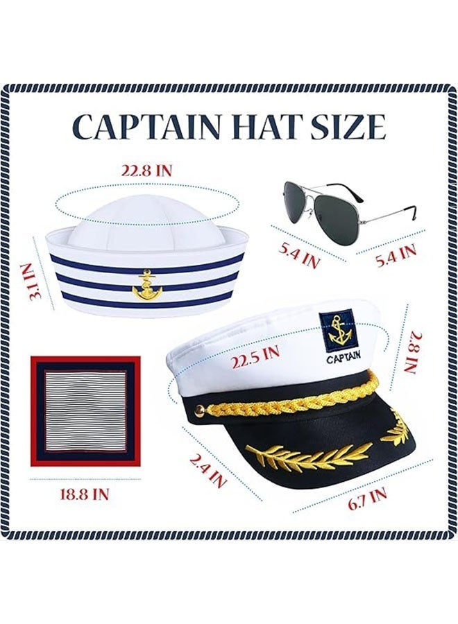 Ailily 4 Pcs Sailor Costume Accessories Set, Yacht Captain Hat, Sailor Hat, Cap Sunglasses, Scarf for Nautical Party, Cosplay, Halloween Dressing Up, Marine Outfit for Men and Women - Image 5