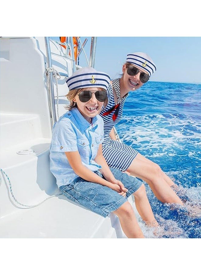 Ailily 4 Pcs Sailor Costume Accessories Set, Yacht Captain Hat, Sailor Hat, Cap Sunglasses, Scarf for Nautical Party, Cosplay, Halloween Dressing Up, Marine Outfit for Men and Women - Image 3