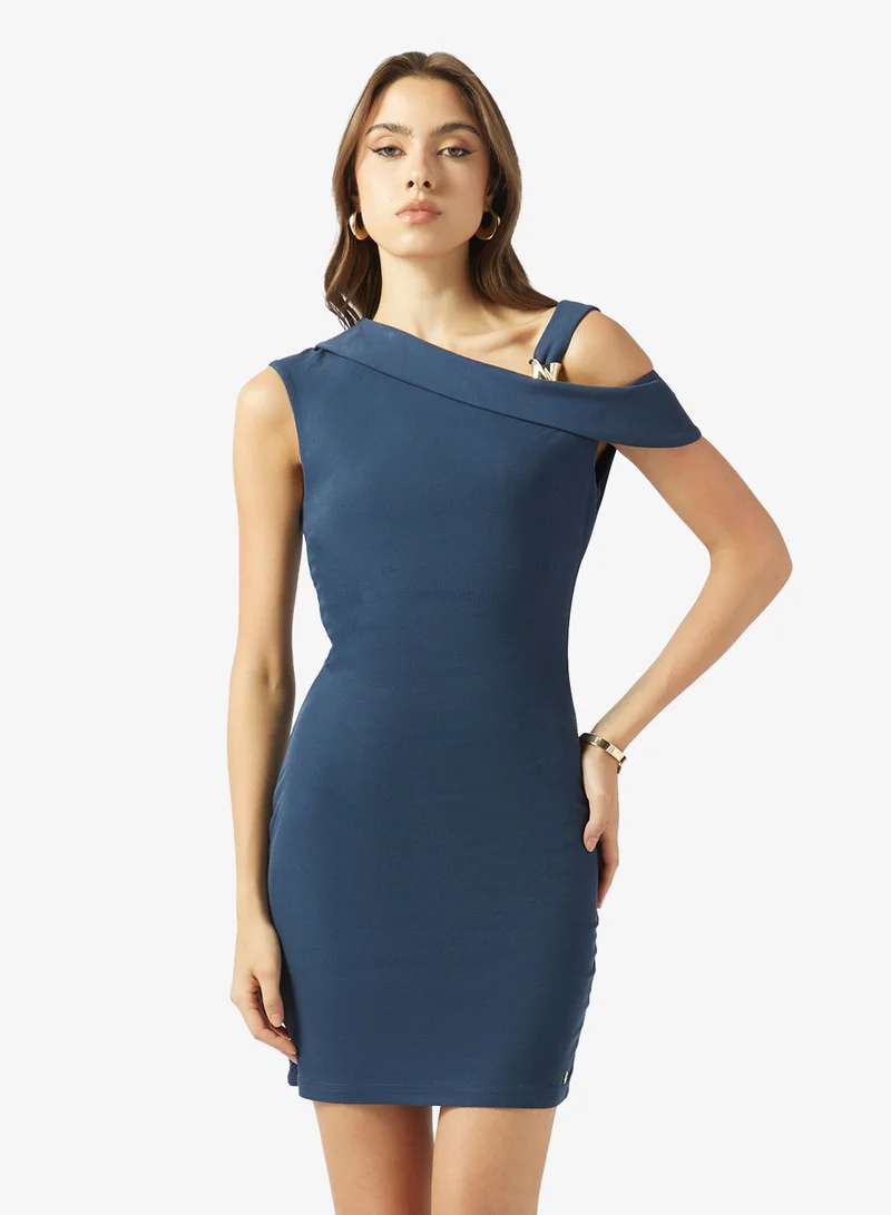 جس One-Shoulder Asymmetric Bodycon Mini Dress