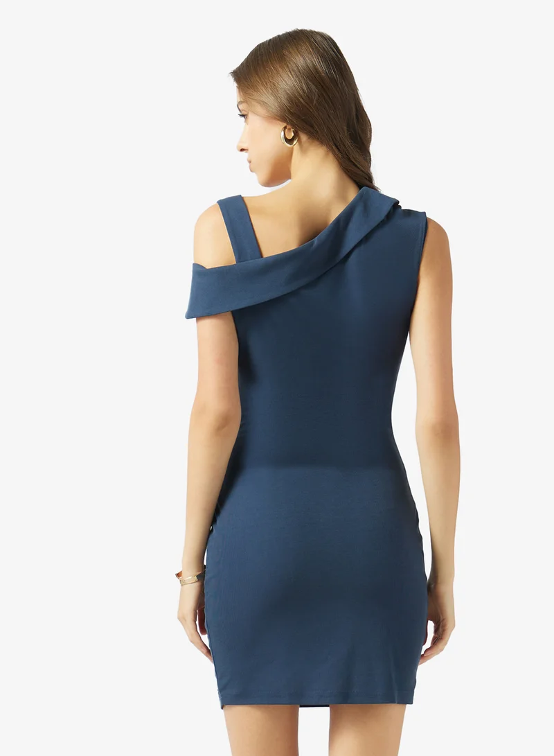 جس One-Shoulder Asymmetric Bodycon Mini Dress