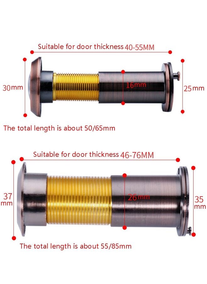 Generic - 2 PCS Security Door Cat Eye HD Glass Lens 200 Degrees Wide-Angle Anti-Tiny Hotel Door Eye, Specification: 16mm Green Bronze - Image 1